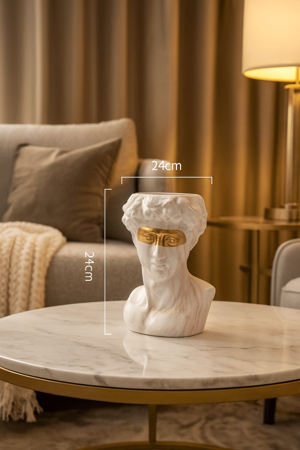 ElegantVase vase Vase Rose à Motifs Vase tête David revisité - Déco classique dorée