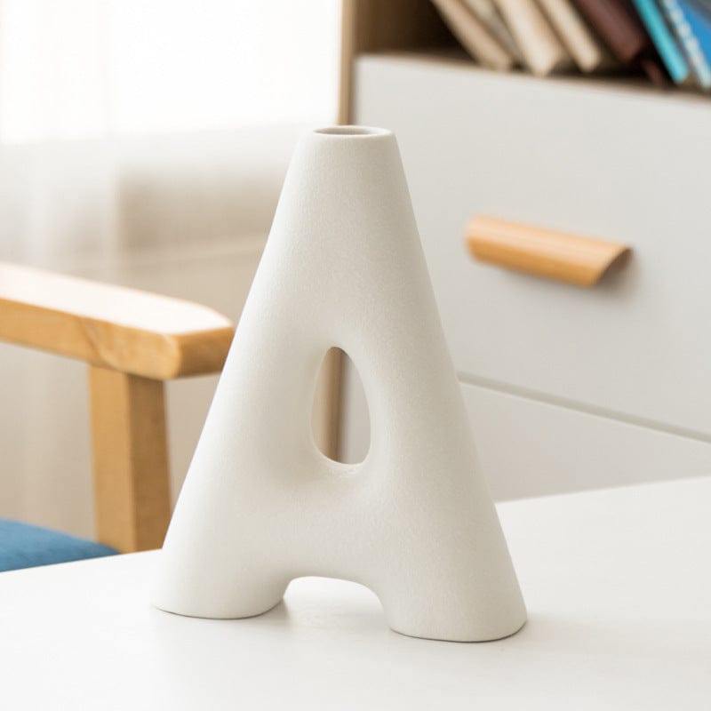 ElegantVase vase White / Large A APC Vase Lettre Design en Céramique – Déco Créative pour Fleurs