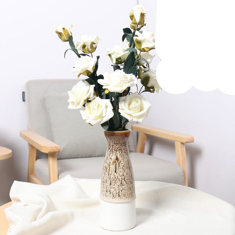 Vase céramique émaillée bicolore – Design rustique chic et naturel