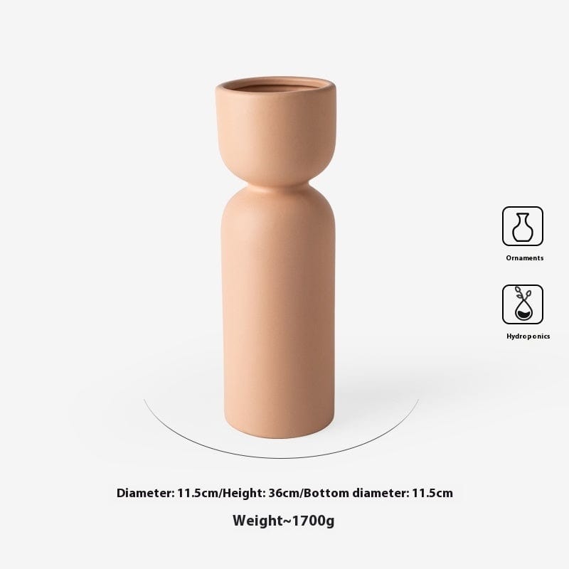 Vase Contemporain Céramique Mat, Beige & Vert Pastel