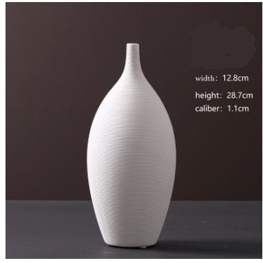 Vase Haut et Rond en Céramique Beige - Décoratif pour Fleurs Séchées