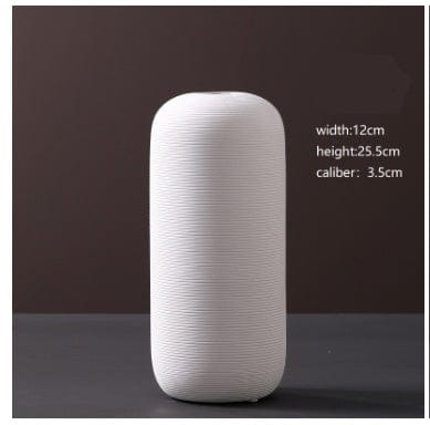 Vase Haut et Rond en Céramique Beige - Décoratif pour Fleurs Séchées