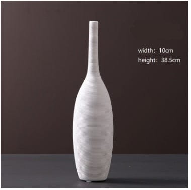 Vase Haut et Rond en Céramique Beige - Décoratif pour Fleurs Séchées