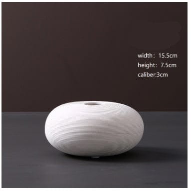 Vase Haut et Rond en Céramique Beige - Décoratif pour Fleurs Séchées