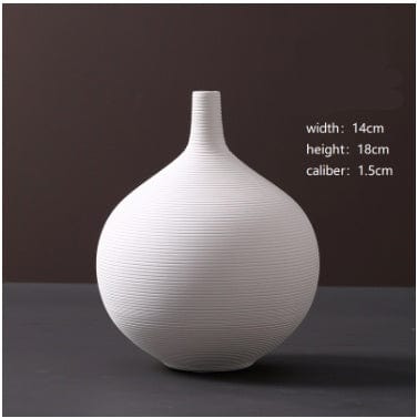Vase Haut et Rond en Céramique Beige - Décoratif pour Fleurs Séchées