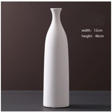 Vase Haut et Rond en Céramique Beige - Décoratif pour Fleurs Séchées