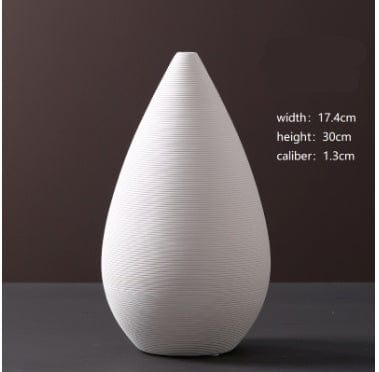 Vase Haut et Rond en Céramique Beige - Décoratif pour Fleurs Séchées