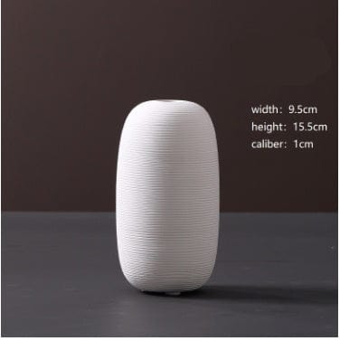 Vase Haut et Rond en Céramique Beige - Décoratif pour Fleurs Séchées