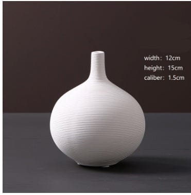 Vase Haut et Rond en Céramique Beige - Décoratif pour Fleurs Séchées