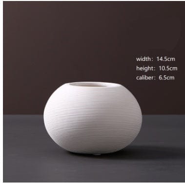 Vase Haut et Rond en Céramique Beige - Décoratif pour Fleurs Séchées
