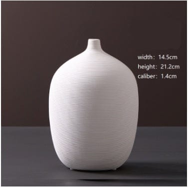 Vase Haut et Rond en Céramique Beige - Décoratif pour Fleurs Séchées
