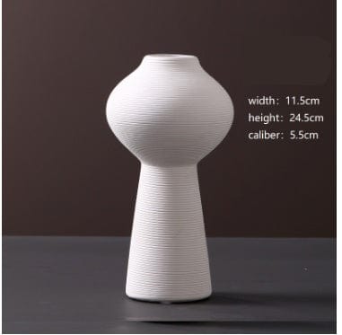 Vase Haut et Rond en Céramique Beige - Décoratif pour Fleurs Séchées