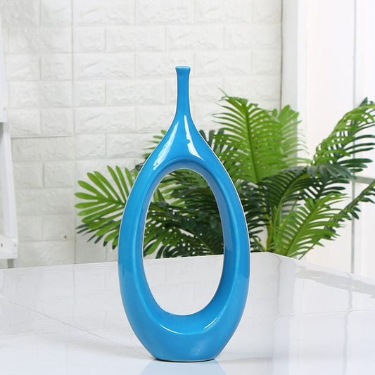 Vase moderne en céramique bleu – Design sculptural pour déco tendance