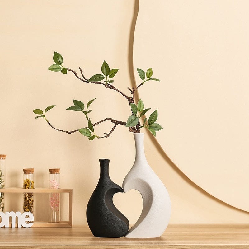 Vase céramique émaillée bicolore – Design rustique chic et naturel