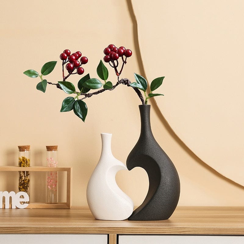 Vase céramique émaillée bicolore – Design rustique chic et naturel