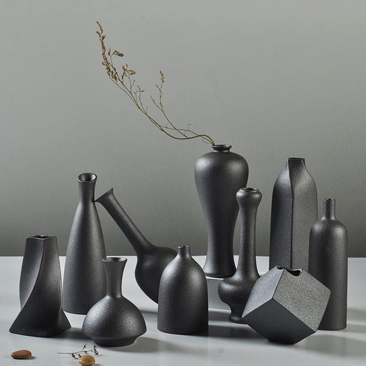 Vase noir mat design – Ensemble de formes géométriques modernes