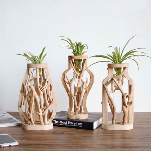 vase en bois moderne ocre – charme vintage