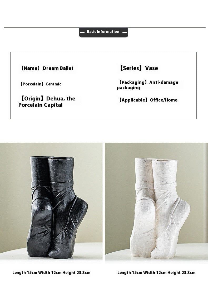Vase bottes en céramique – Déco originale noir et blanc pour fleurs séchées