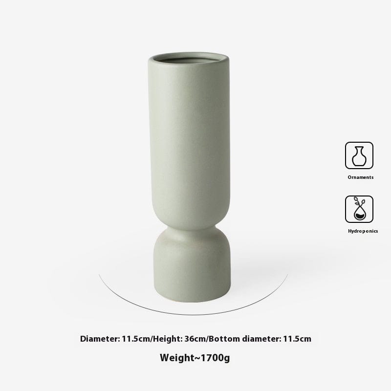 Vase Contemporain Céramique Mat, Beige & Vert Pastel