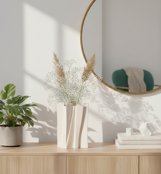 Vase céramique noir sculptural pour intérieur contemporain