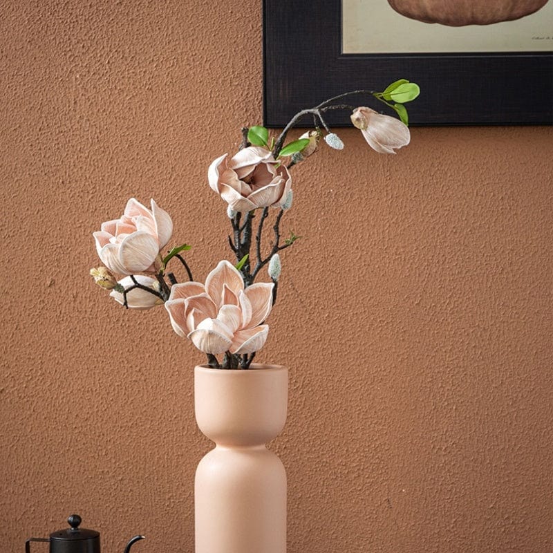 Vase Contemporain Céramique Mat, Beige & Vert Pastel