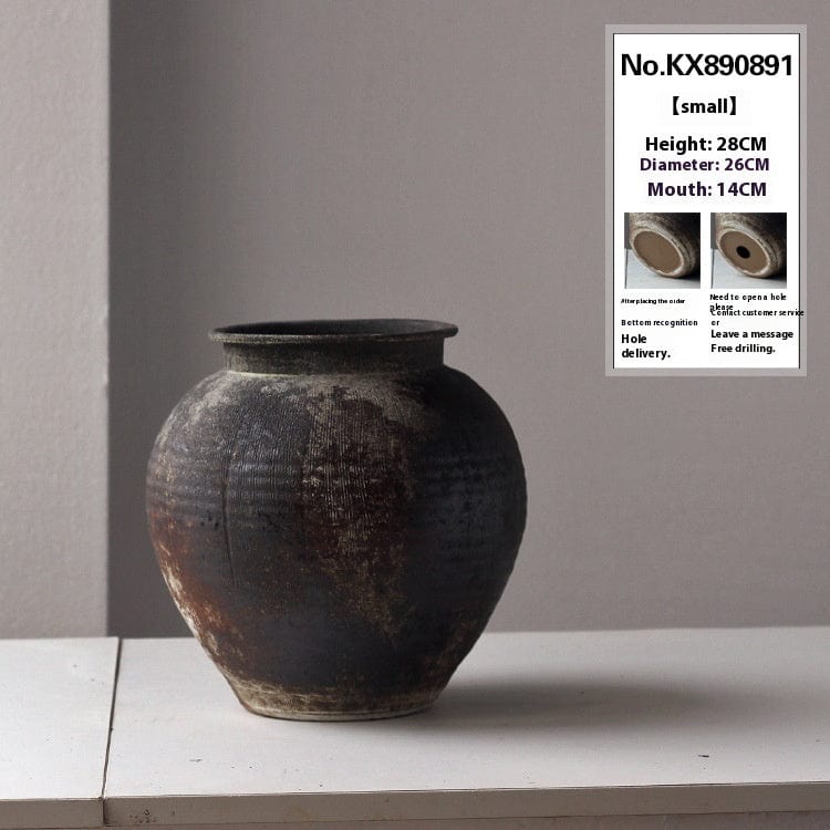 Vase en terre cuite noir – Style brut pour déco wabi-sabi