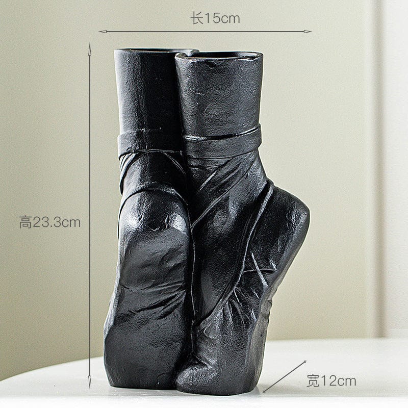 Vase bottes en céramique – Déco originale noir et blanc pour fleurs séchées