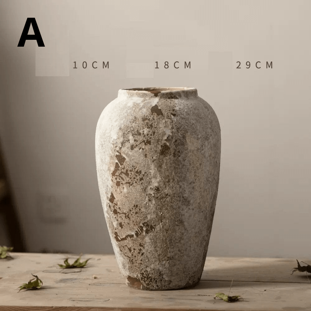 ElegantVase vase A Vase Grès Brut Vieilli - Grand Beige pour Fleurs ou Déco