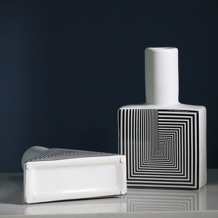 ElegantVase vase AC  Vase Géométrique Noir et Blanc - Design Op Art