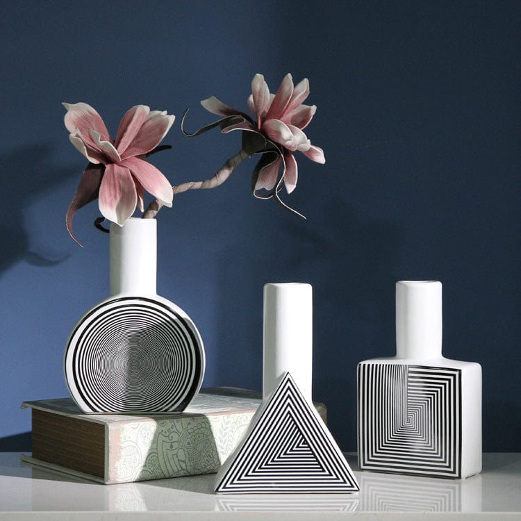 ElegantVase vase AC  Vase Géométrique Noir et Blanc - Design Op Art