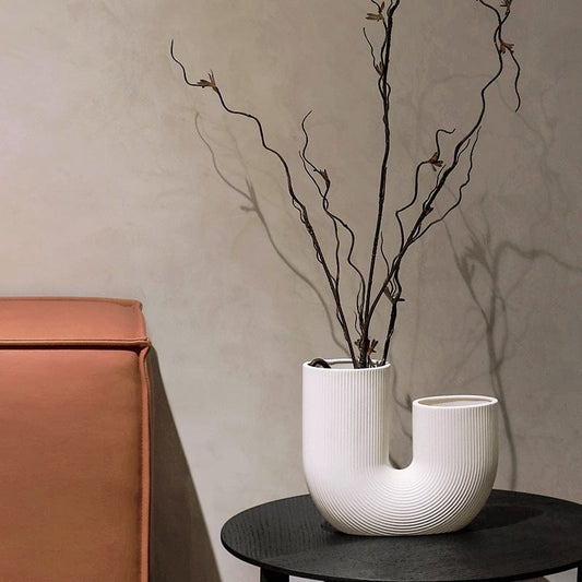 ElegantVase vase AC  Vase Moderne Blanc Céramique Forme U – Pour Branches Sèches