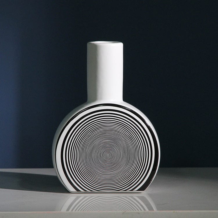 ElegantVase vase as shown / Round shape AC  Vase Géométrique Noir et Blanc - Design Op Art