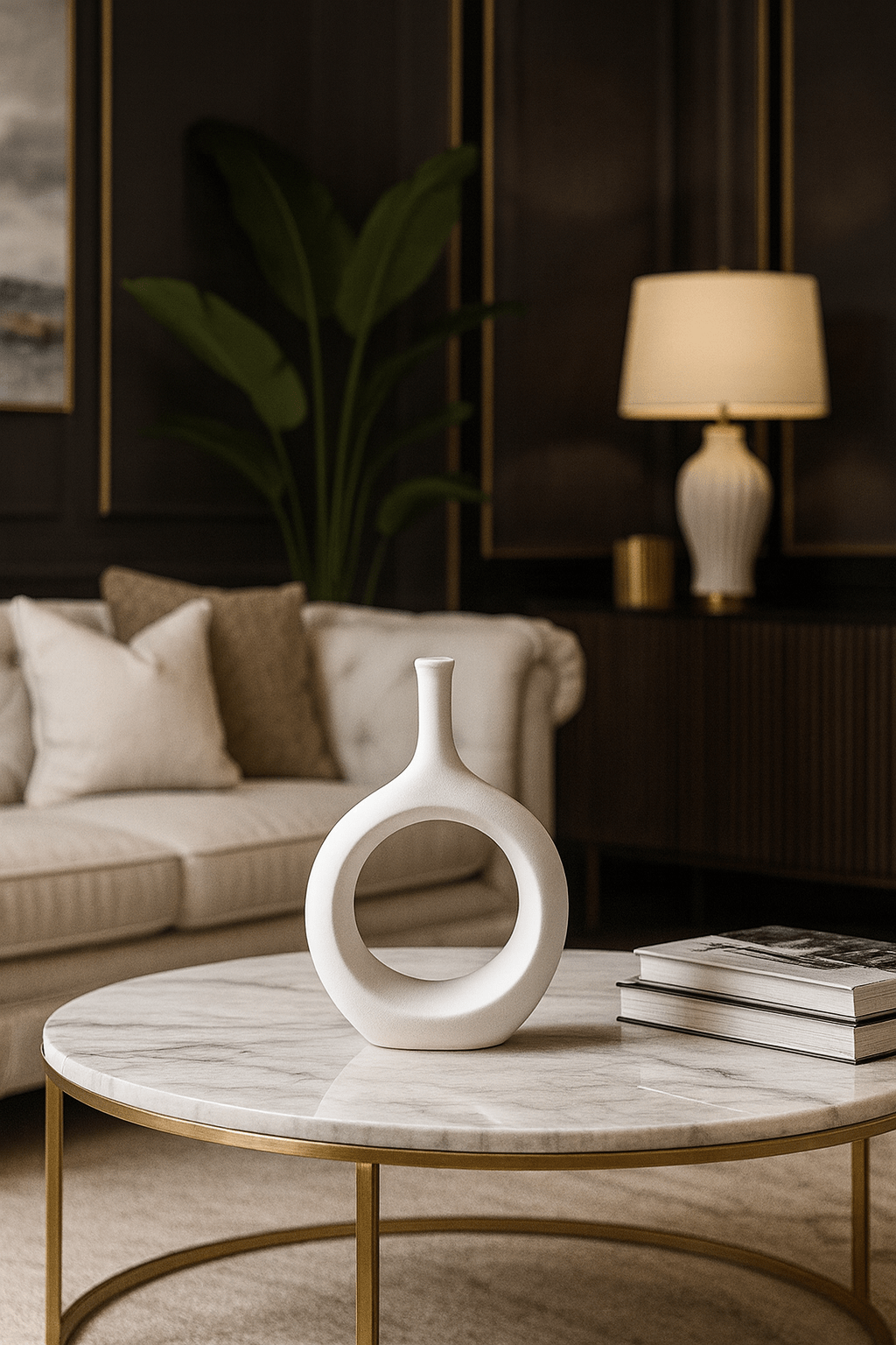 ElegantVase vase Blanc / Format Intermediaire Vase ajouré céramique - Design sculptural noir et blanc