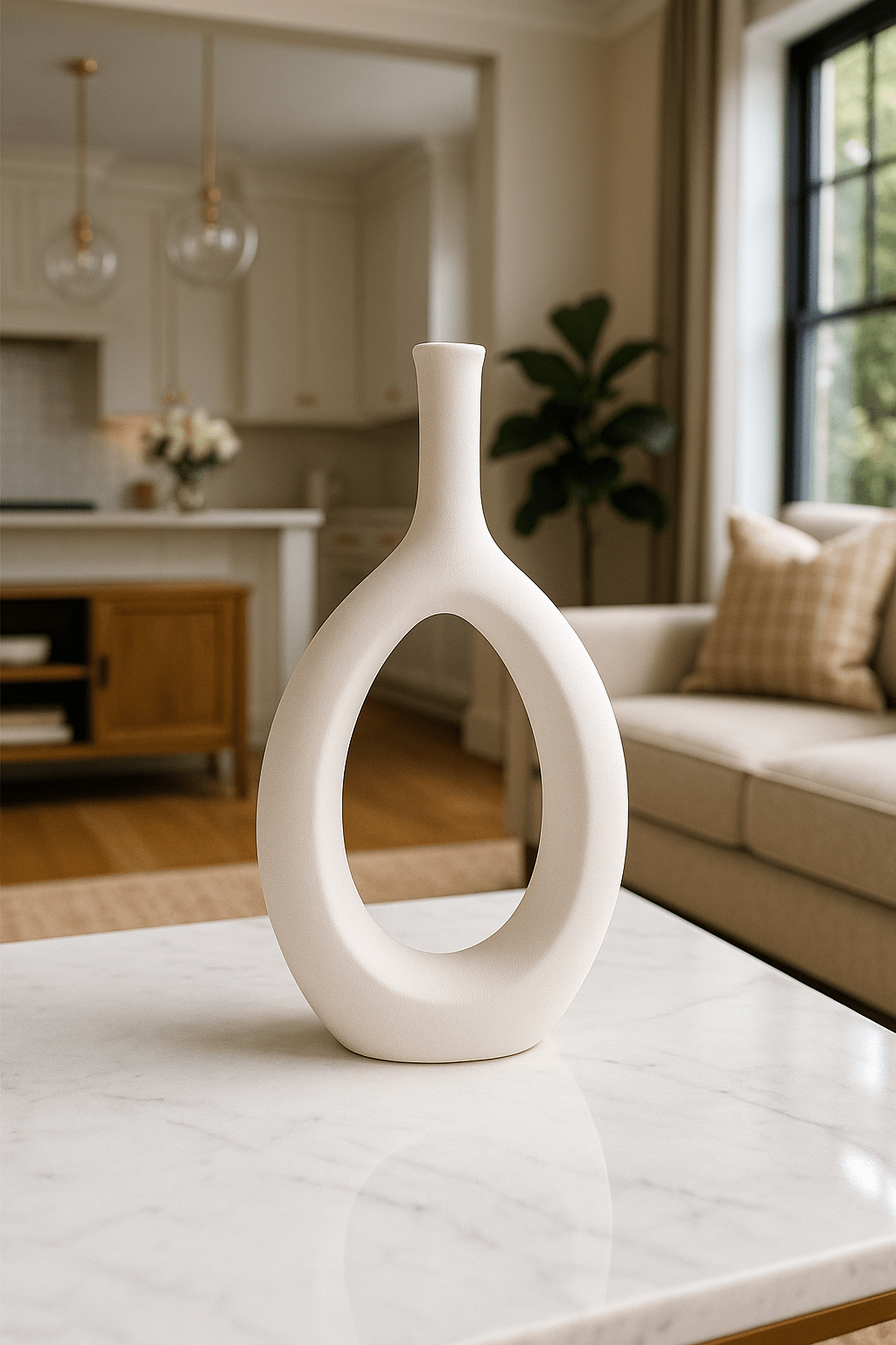 ElegantVase vase Blanc / Grand Format Vase ajouré céramique - Design sculptural noir et blanc