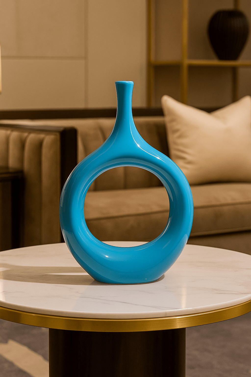 ElegantVase vase Bleu / Format Intermediaire Vase bleu céramique – Sculptural design déco tendance