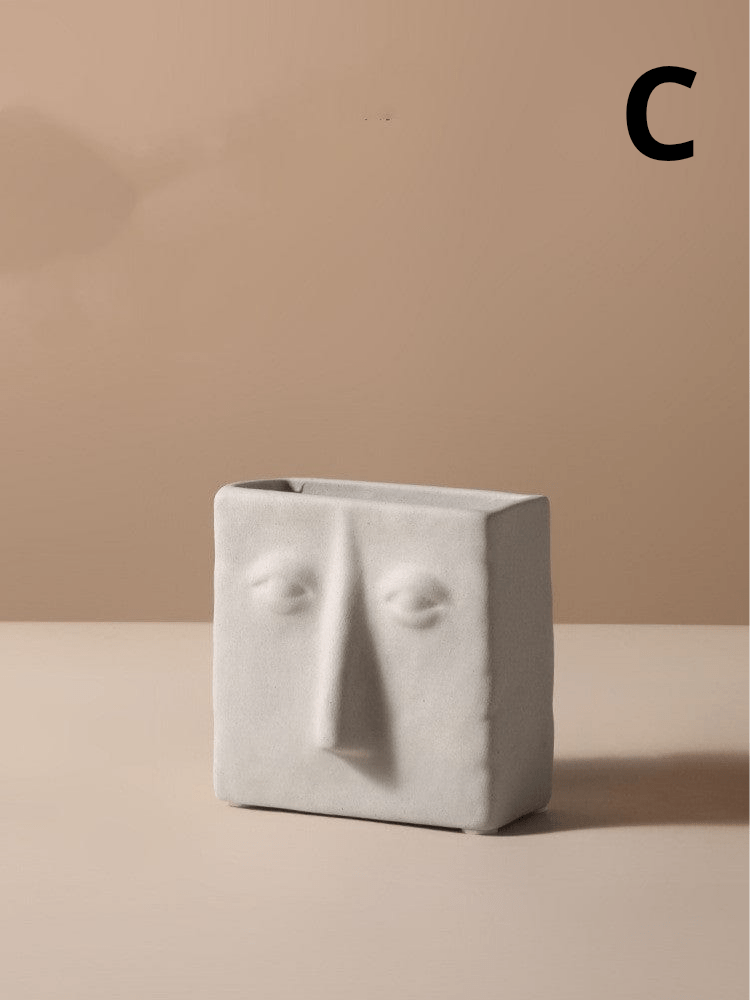 ElegantVase vase C Vase Visage Céramique Beige - Design Sculptural