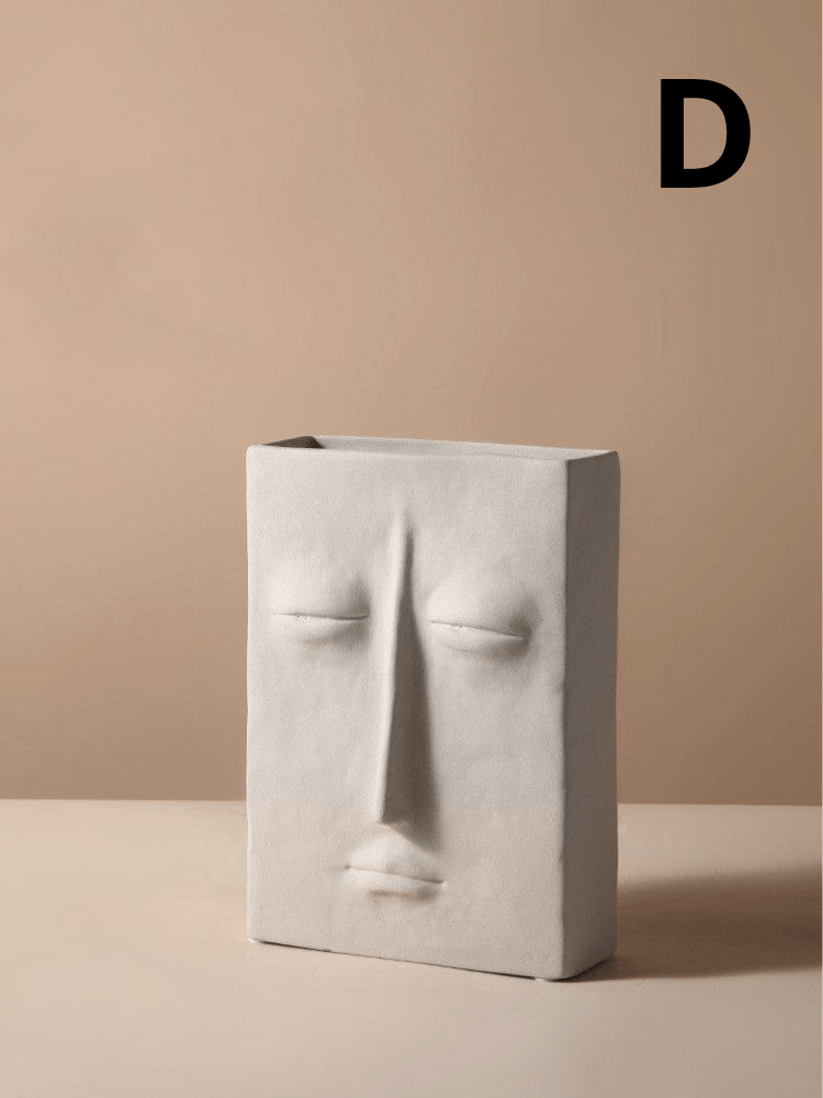 ElegantVase vase D Vase Visage Céramique Beige - Design Sculptural