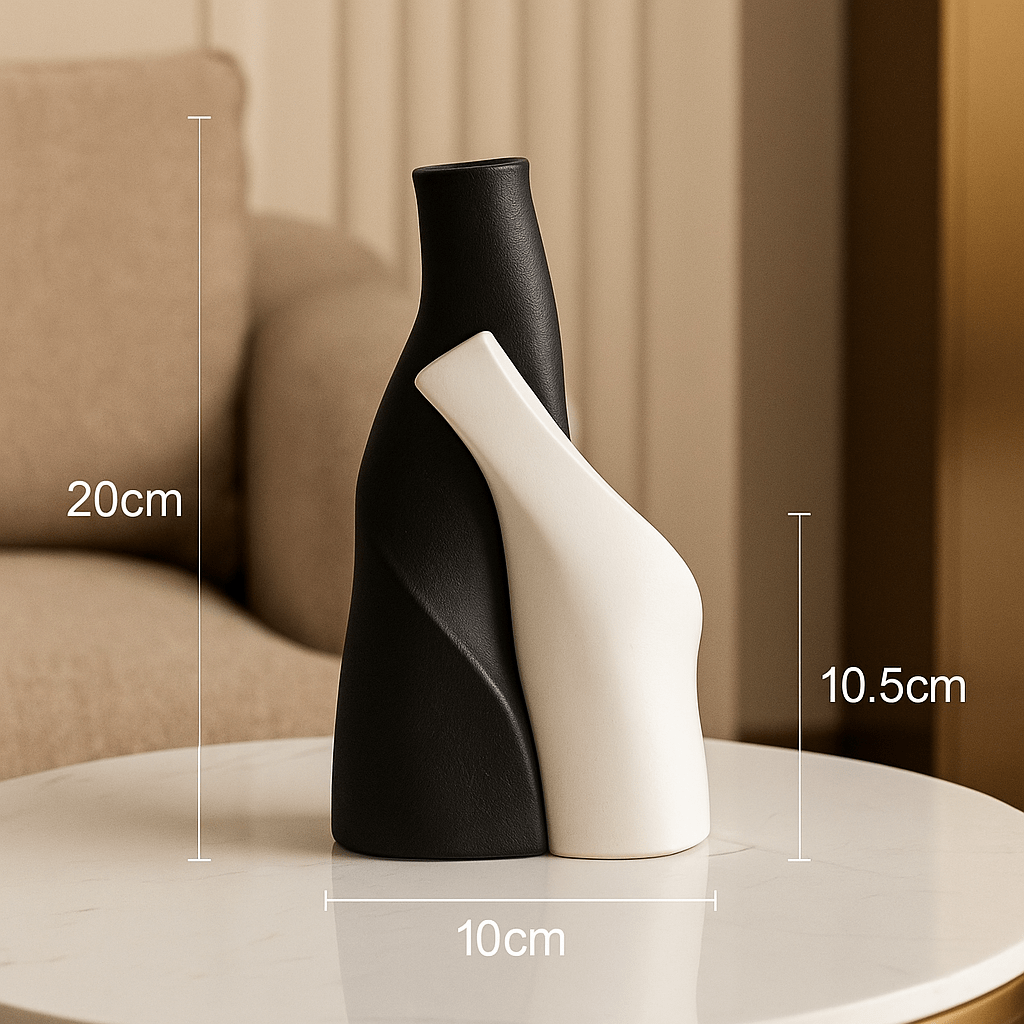 ElegantVase vase Duo noir & blanc contrasté Vase céramique noir design main - Pour une déco artistique.