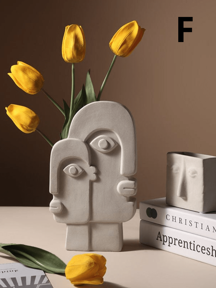 ElegantVase vase F Vase Visage Céramique Beige - Design Sculptural