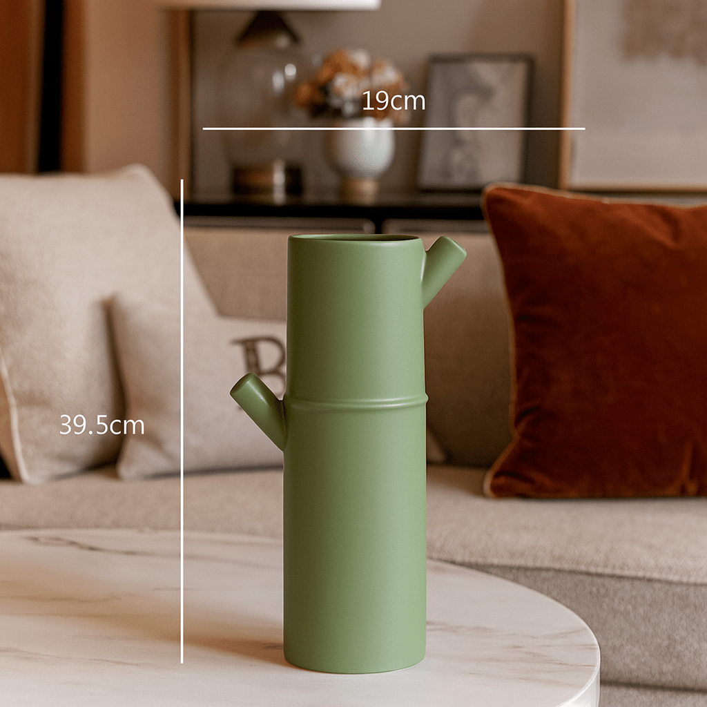 ElegantVase vase Format Grand Vase céramique bambou vert – Harmonie végétale