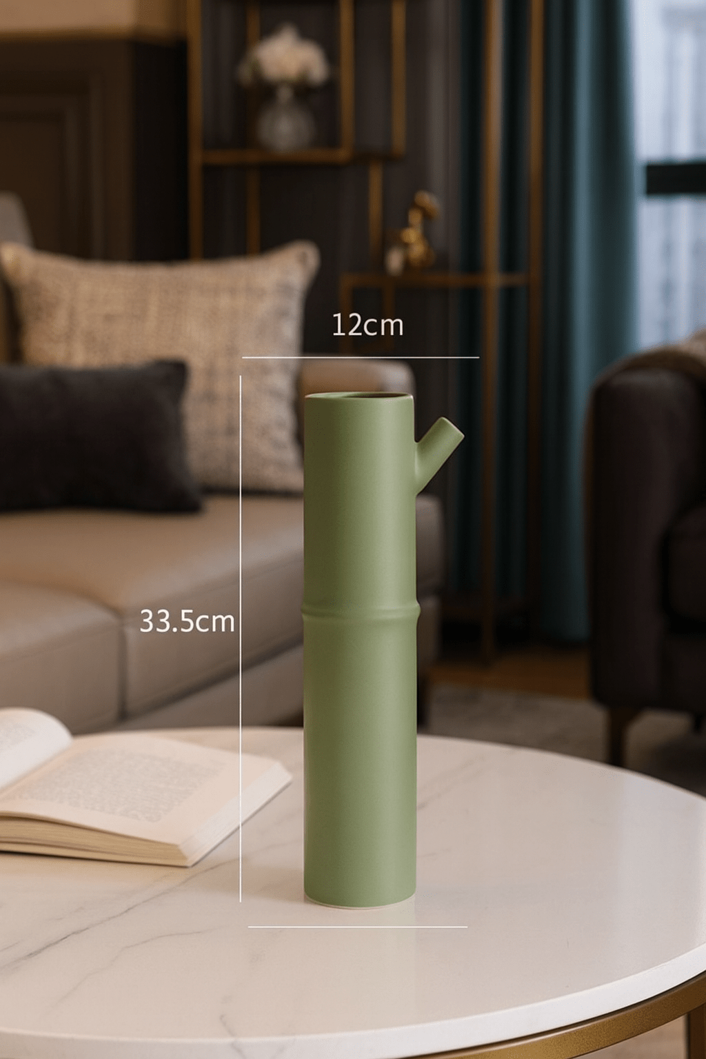 ElegantVase vase Format Intermédiaire Vase céramique bambou vert – Harmonie végétale