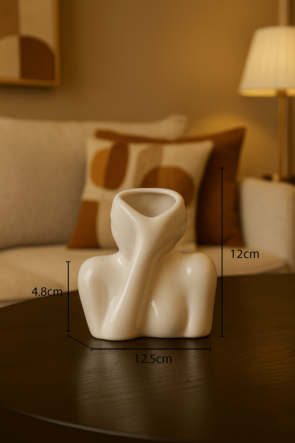 ElegantVase vase Format Intermediaire Vase Visage Blanc Brillant en Céramique - Design Original