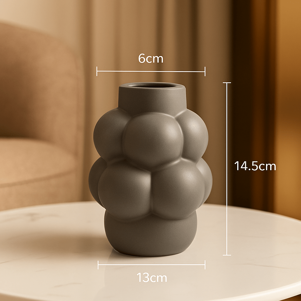 ElegantVase vase Galet Gris Taupe — Format Petit Vase design céramique bulles - Moderne et audacieux