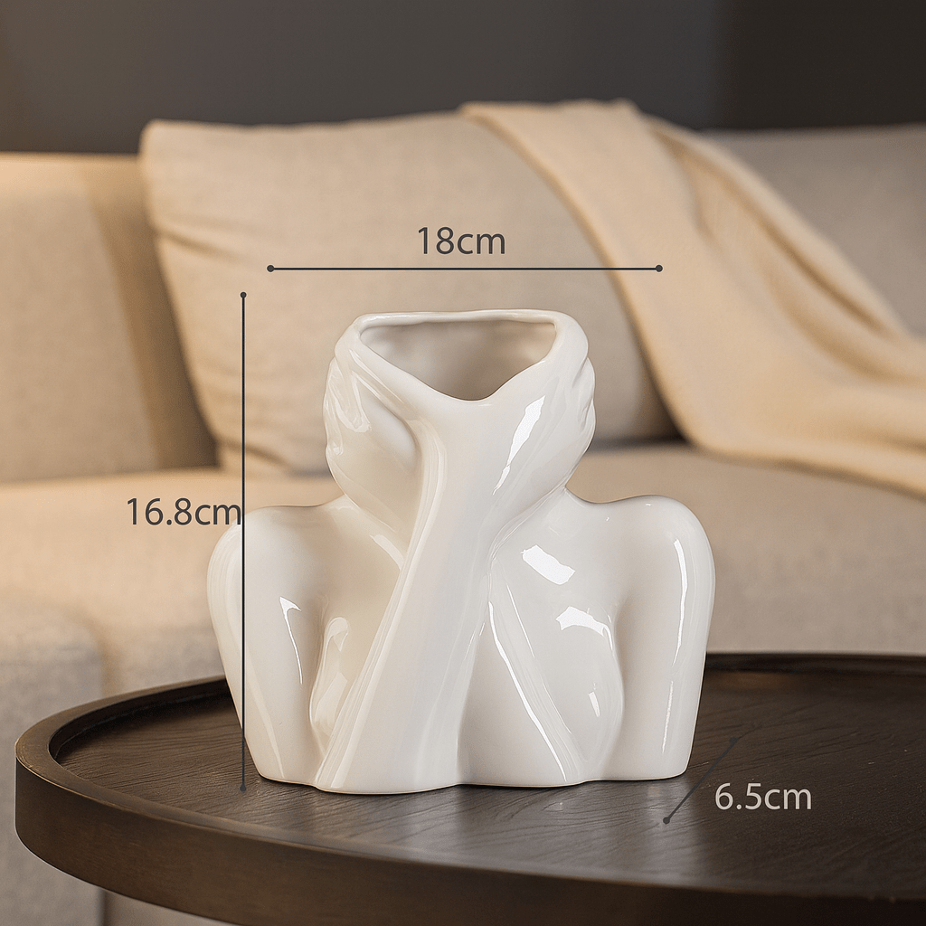 ElegantVase vase Grand Format Vase Visage Blanc Brillant en Céramique - Design Original