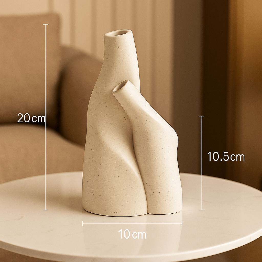 ElegantVase vase Ivoire doux Vase céramique noir design main - Pour une déco artistique.