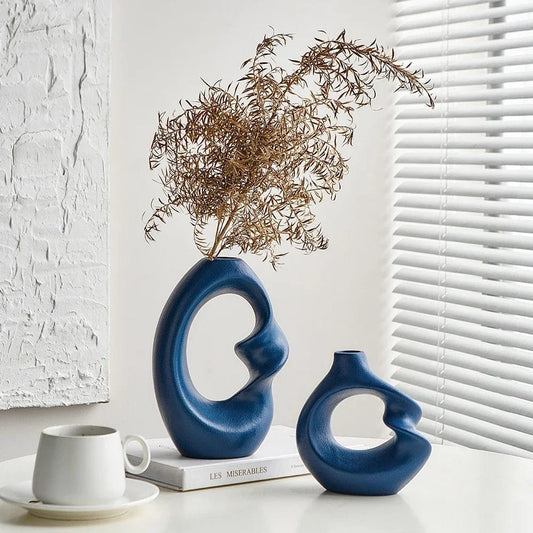 ElegantVase vase Lot Bleu Vases Sculpturaux Modernes Bleus - Déco Intérieure Unique