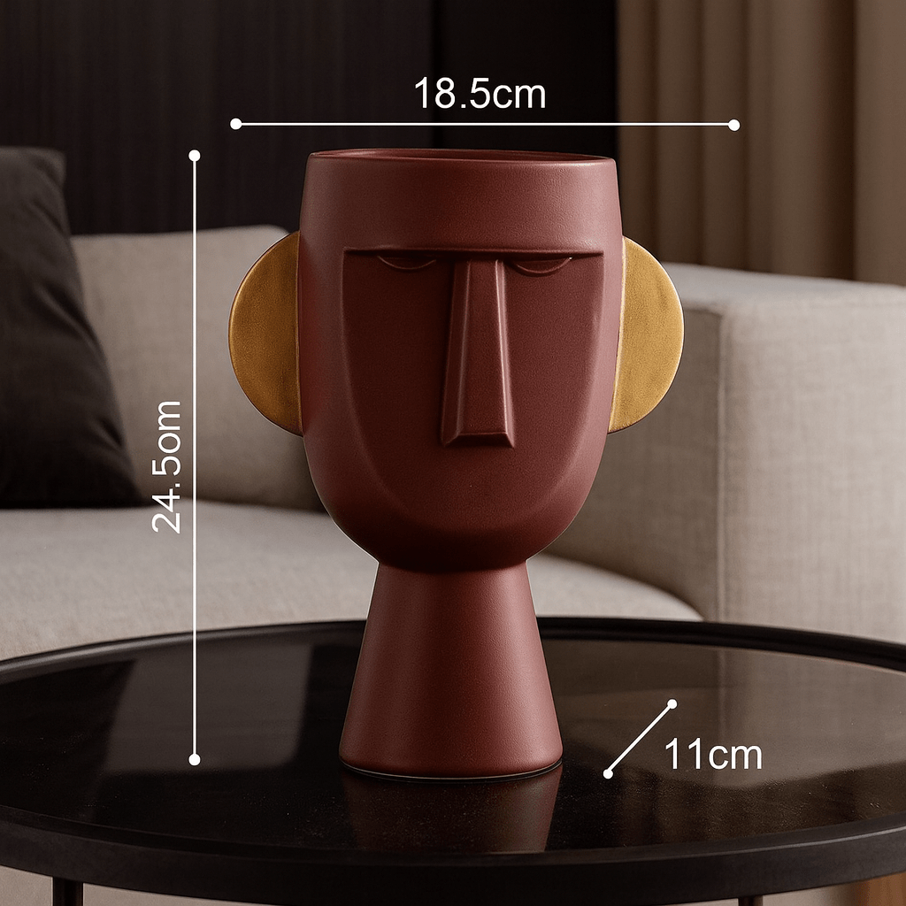 ElegantVase vase Marron Sombre Vase céramique visage moderne