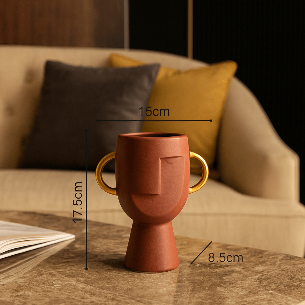ElegantVase vase Marron Terre Cuite Vase céramique visage moderne
