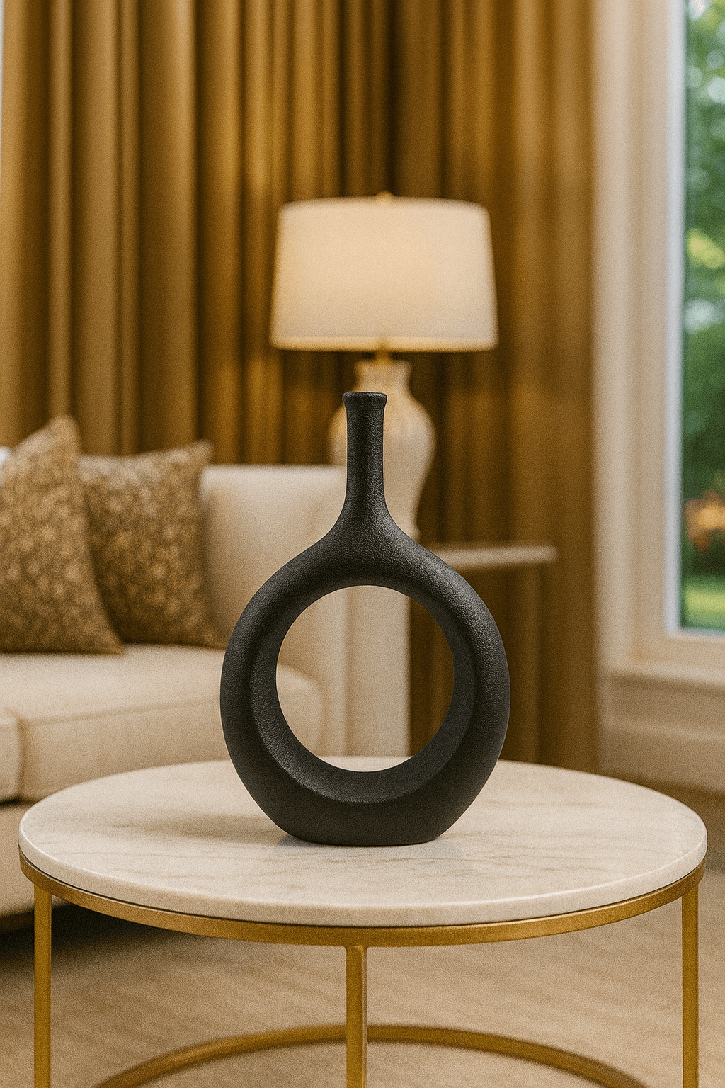 ElegantVase vase Noir / Format Intermediaire Vase ajouré céramique - Design sculptural noir et blanc