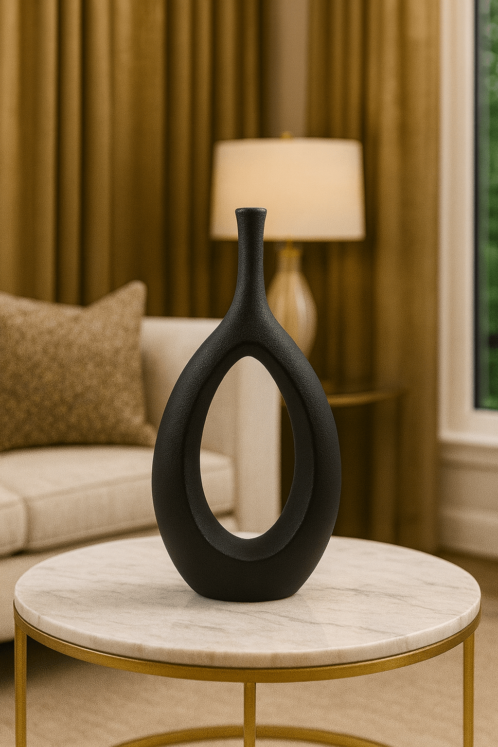 ElegantVase vase Noir / Grand Format Vase ajouré céramique - Design sculptural noir et blanc